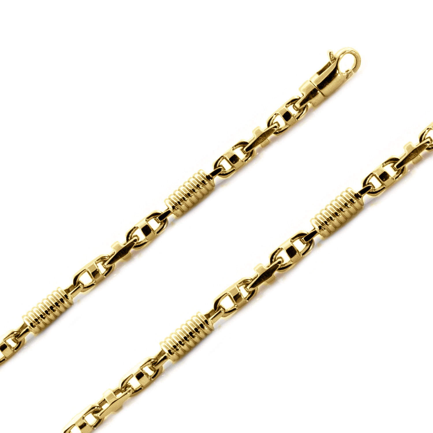 14k Yellow Gold Handmade Bullet Link Chain 4.7mm 30 Inches